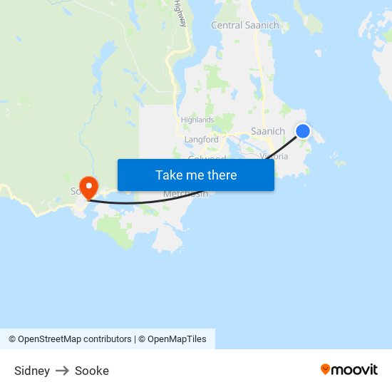 Sidney to Sooke map