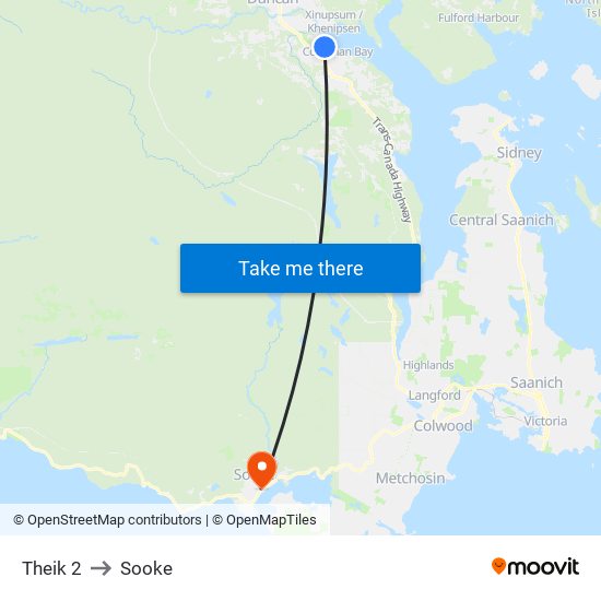 Theik 2 to Sooke map