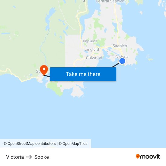 Victoria to Sooke map