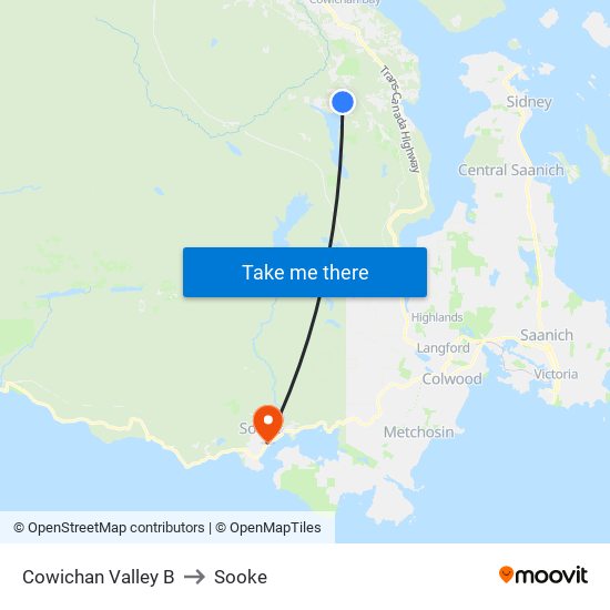 Cowichan Valley B to Sooke map