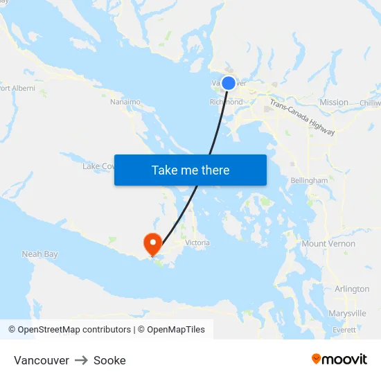 Vancouver to Sooke map