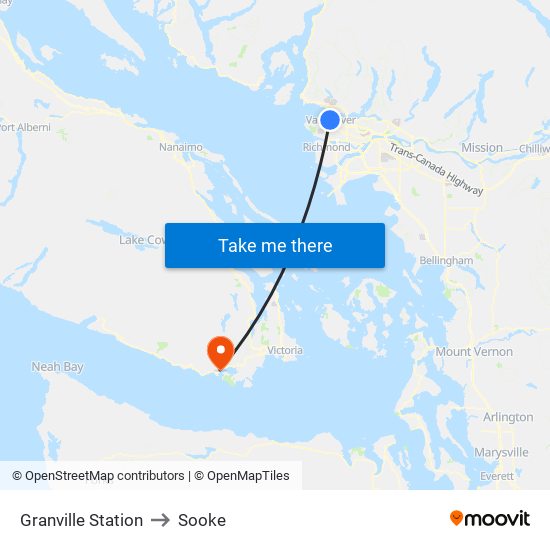 Granville Station to Sooke map