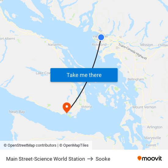 Main Street-Science World Station to Sooke map