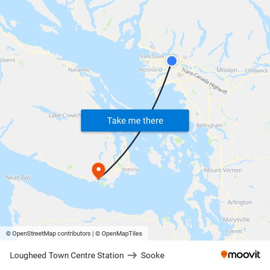 Lougheed Town Centre Station to Sooke map