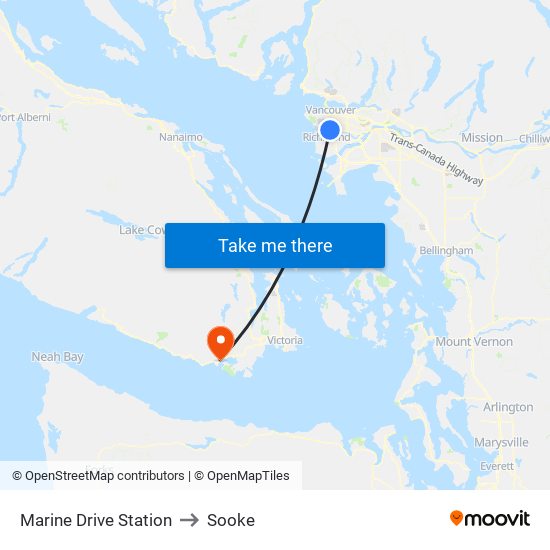 Marine Drive Station to Sooke map