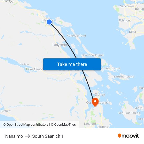 Nanaimo to South Saanich 1 map