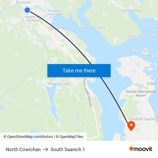 North Cowichan to South Saanich 1 map