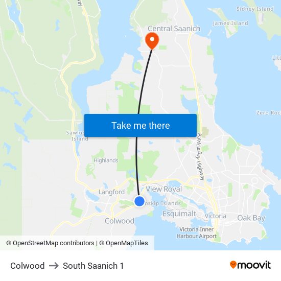 Colwood to South Saanich 1 map