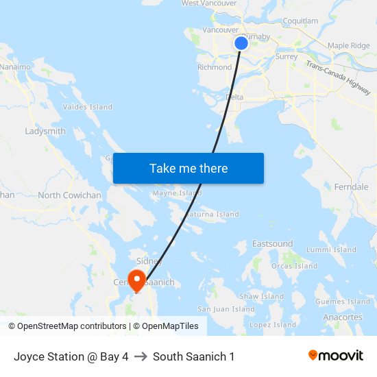 Joyce Station @ Bay 4 to South Saanich 1 map