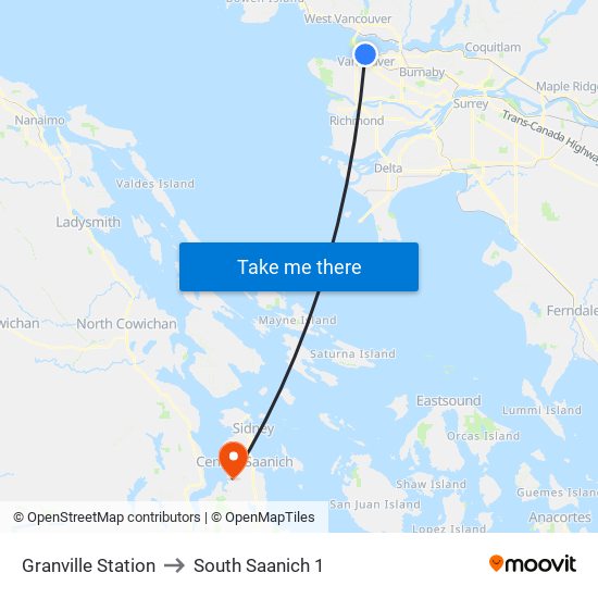 Granville Station to South Saanich 1 map