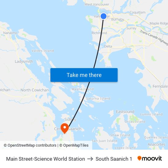 Main Street-Science World Station to South Saanich 1 map