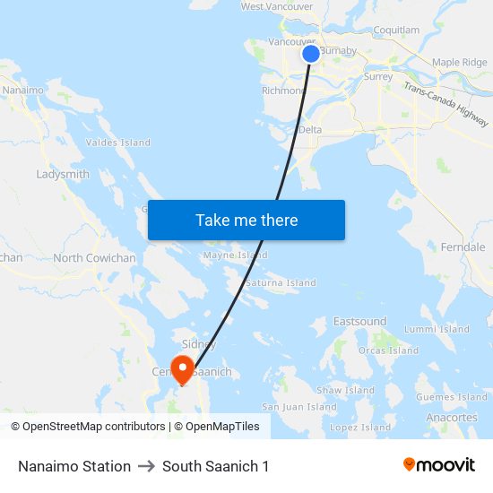 Nanaimo Station to South Saanich 1 map