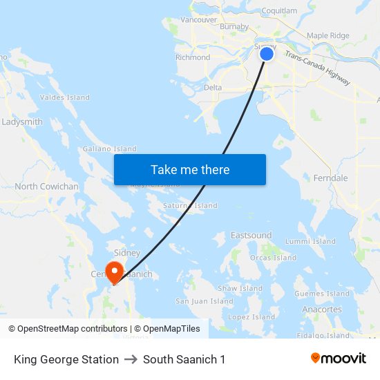 King George Station to South Saanich 1 map