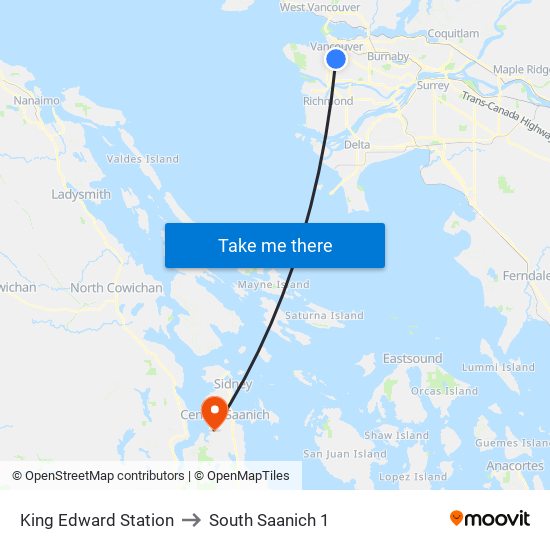 King Edward Station to South Saanich 1 map