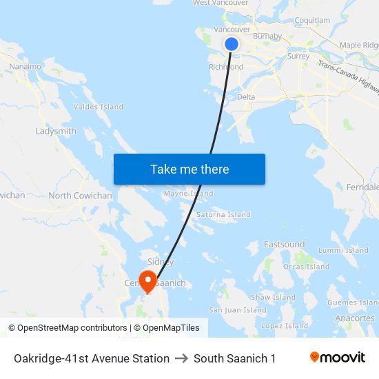 Oakridge-41st Avenue Station to South Saanich 1 map