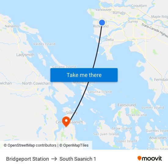 Bridgeport Station to South Saanich 1 map