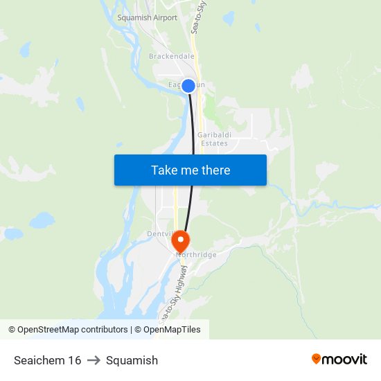 Seaichem 16 to Squamish map