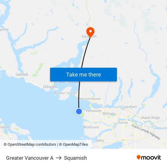 Greater Vancouver A to Squamish map