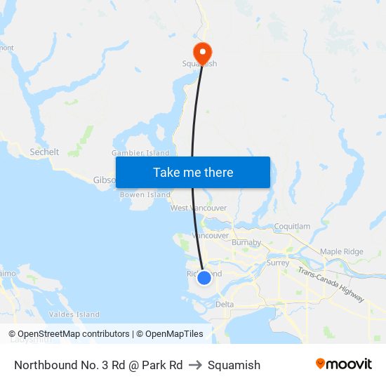 Northbound No. 3 Rd @ Park Rd to Squamish map