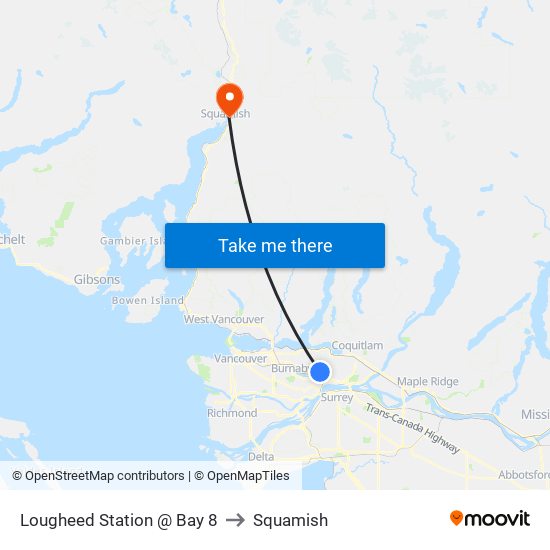 Lougheed Station @ Bay 8 to Squamish map