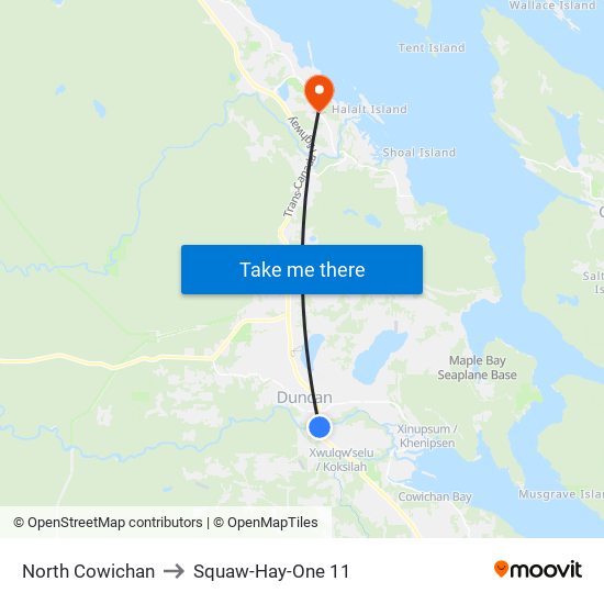 North Cowichan to Squaw-Hay-One 11 map