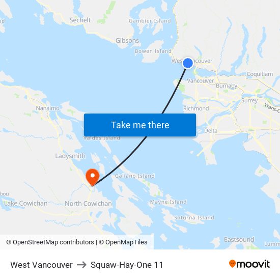 West Vancouver to Squaw-Hay-One 11 map