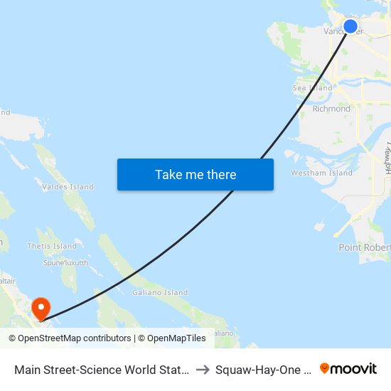 Main Street-Science World Station to Squaw-Hay-One 11 map