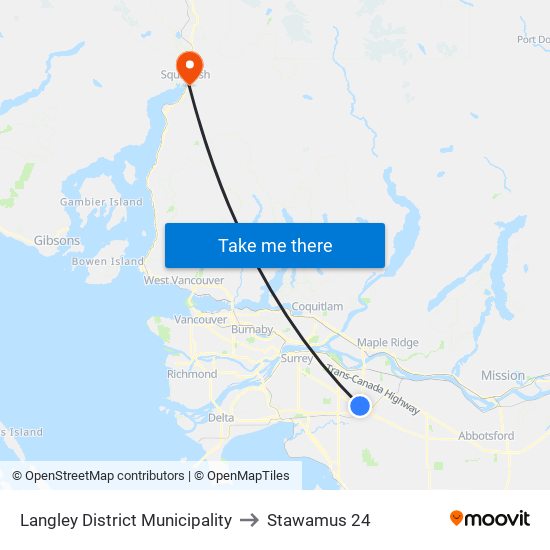 Langley District Municipality to Stawamus 24 map