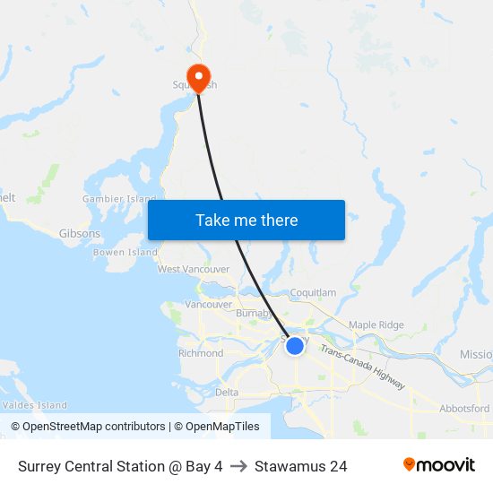 Surrey Central Station @ Bay 4 to Stawamus 24 map