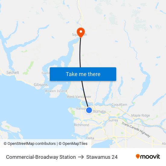 Commercial-Broadway Station to Stawamus 24 map