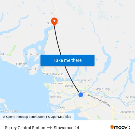 Surrey Central Station to Stawamus 24 map