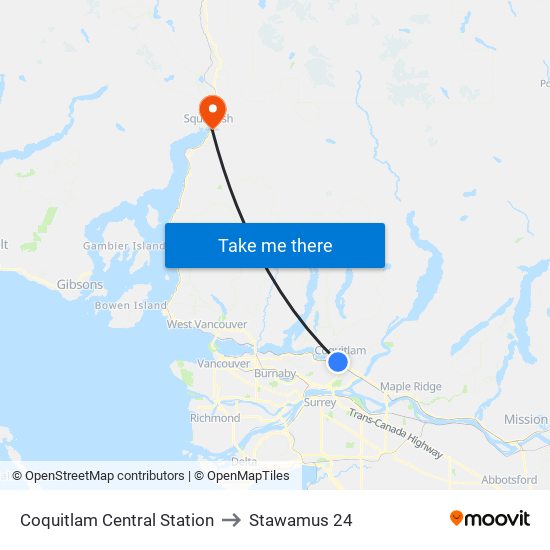 Coquitlam Central Station to Stawamus 24 map
