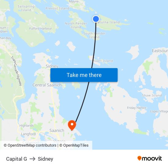 Capital G to Sidney map