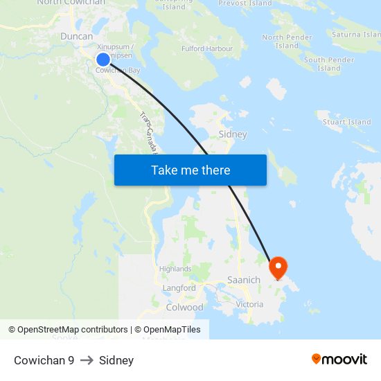 Cowichan 9 to Sidney map