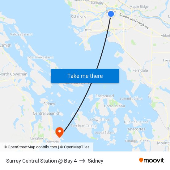 Surrey Central Station @ Bay 4 to Sidney map