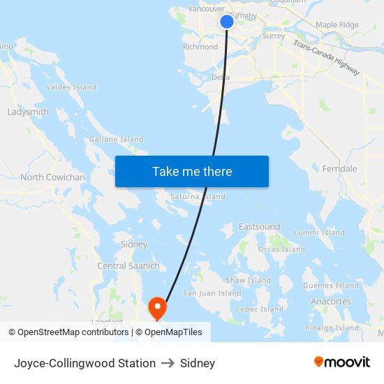 Joyce-Collingwood Station to Sidney map