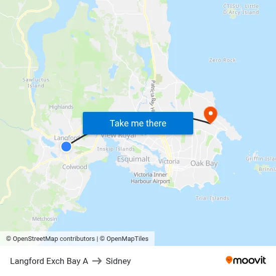 Langford Exch Bay A to Sidney map