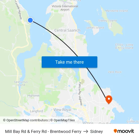 Mill Bay Rd & Ferry Rd - Brentwood Ferry to Sidney map