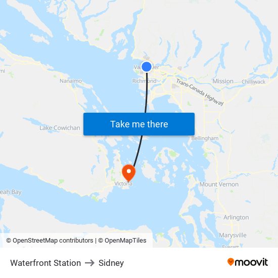 Waterfront Station to Sidney map