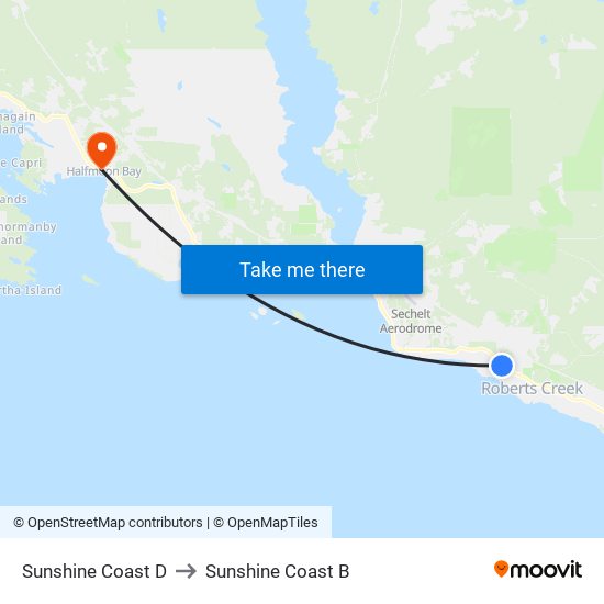 Sunshine Coast D to Sunshine Coast B map