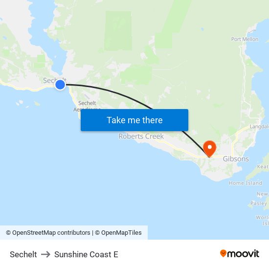 Sechelt to Sunshine Coast E map