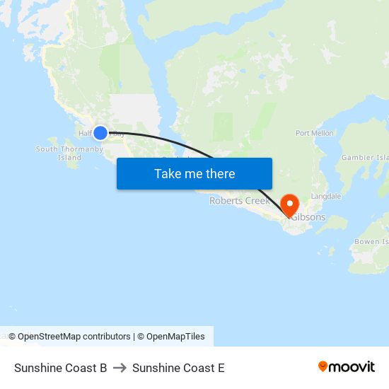 Sunshine Coast B to Sunshine Coast E map