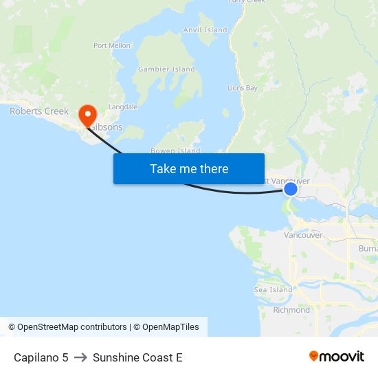 Capilano 5 to Sunshine Coast E map