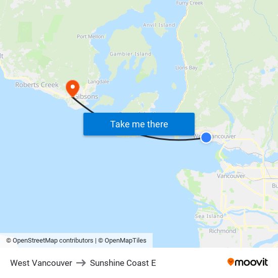 West Vancouver to Sunshine Coast E map