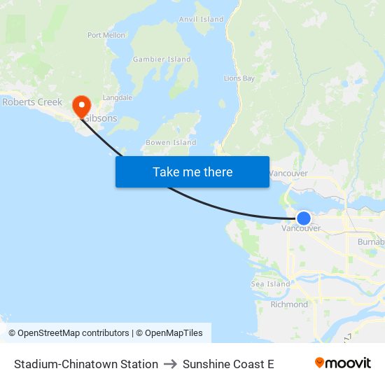 Stadium-Chinatown Station to Sunshine Coast E map
