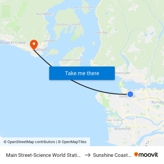 Main Street-Science World Station to Sunshine Coast E map