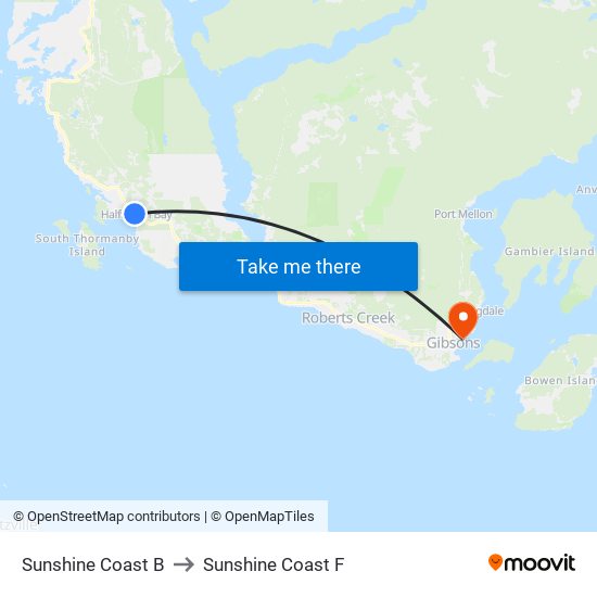 Sunshine Coast B to Sunshine Coast F map