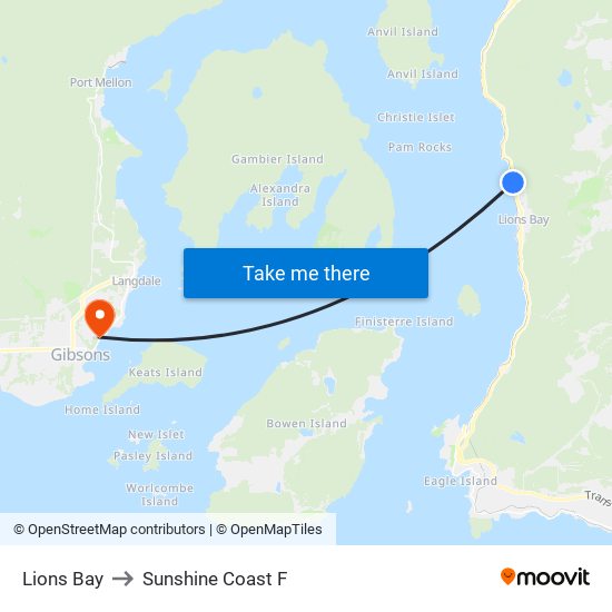 Lions Bay to Sunshine Coast F map