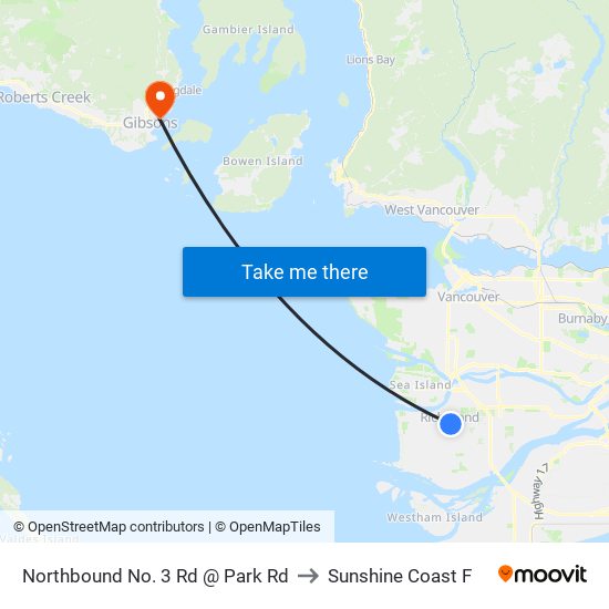Northbound No. 3 Rd @ Park Rd to Sunshine Coast F map