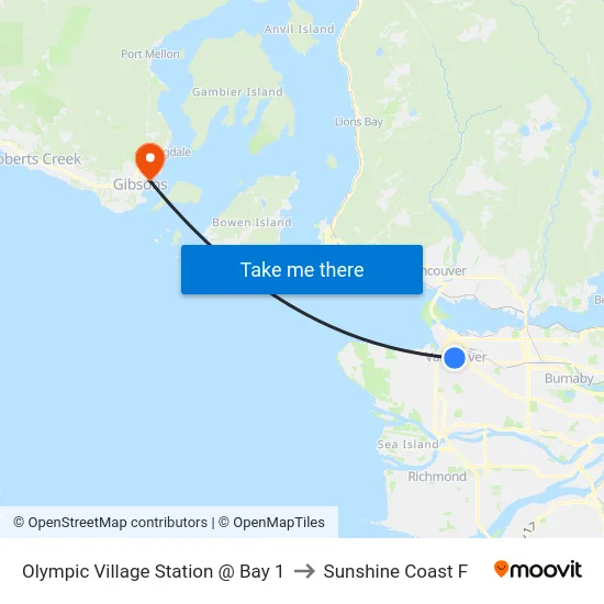 Olympic Village Station @ Bay 1 to Sunshine Coast F map